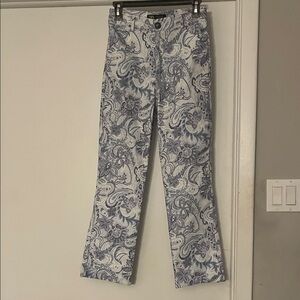 Zara White and Blue Patterned Pants